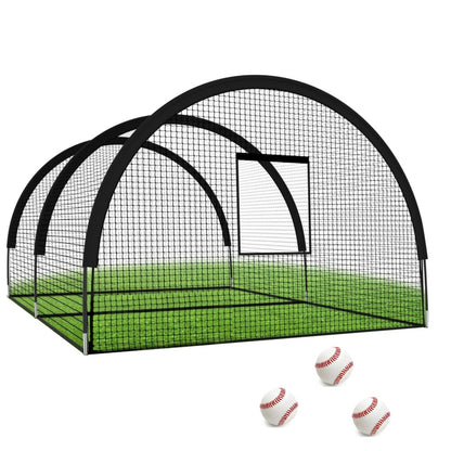 Batsportkooi – Oefenkooi – Batting Cage – Baseball Kooi – Trainingskooi – 975x366x244 cm – Heavy-Duty Stalen Frame & Compleet Net