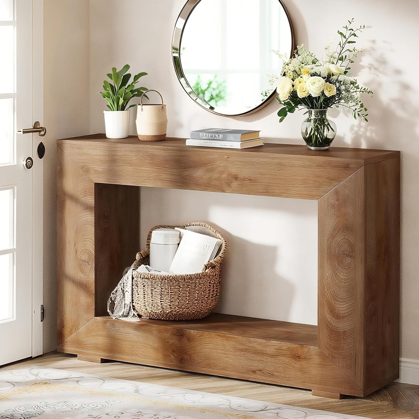 Houten Sidetable – Console Table – Sofa Tafel – Haltafel – Opbergtafel – Slank Design – 120x30x86 cm – Handgemaakt Duurzaam Hout