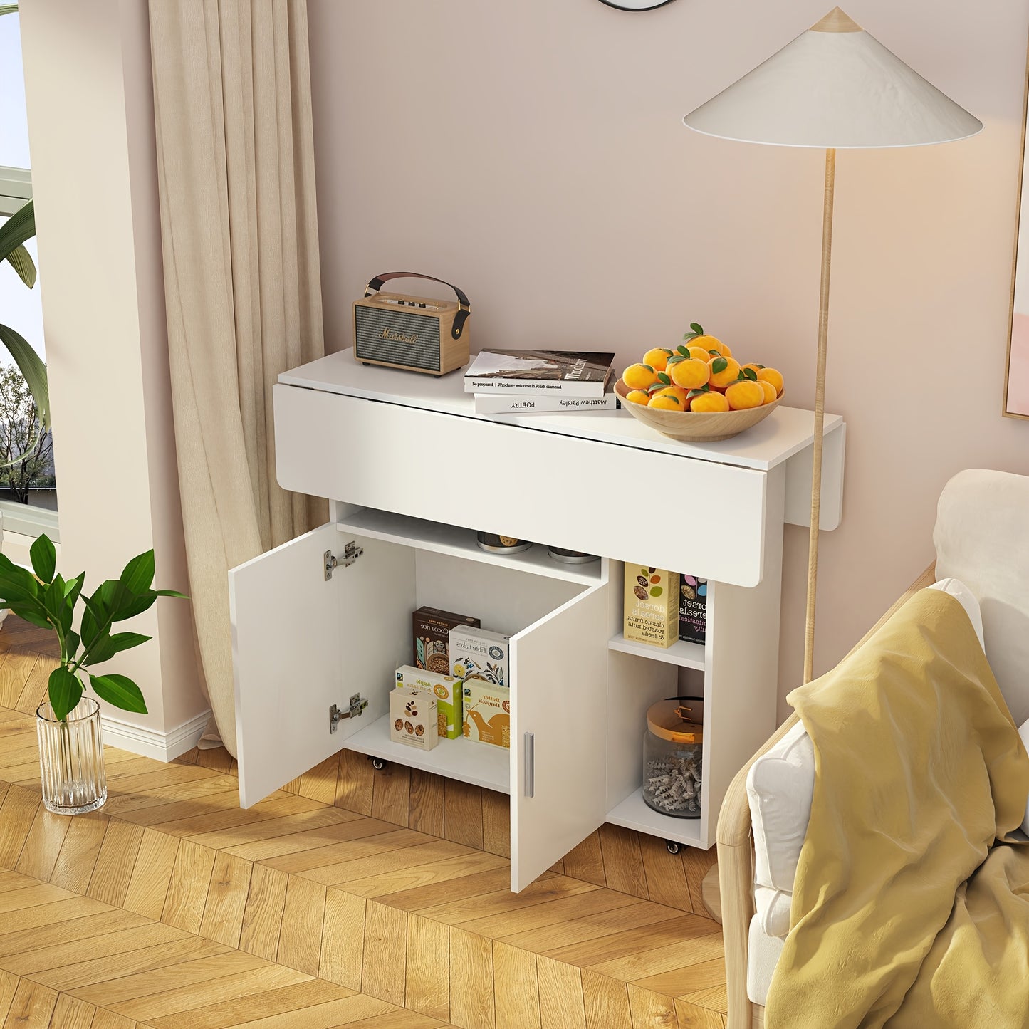 Extendable Farmhouse Table with Foldable design & Storage Shelf - Heavy-Duty Expandable Dining Desk for 6 People, Space-Saving Rectangular Kitchen Table (100x70x78cm), Easy Assembly, for /Cafe/rental use