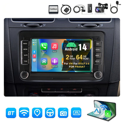 Autoradio Volkswagen – Multimedia Speler – Autoradio Android – GPS Navigatie – DAB+ Radio – 7-Inch IPS Touchscreen – Wireless Carplay & AHD Achteruitrijcamera