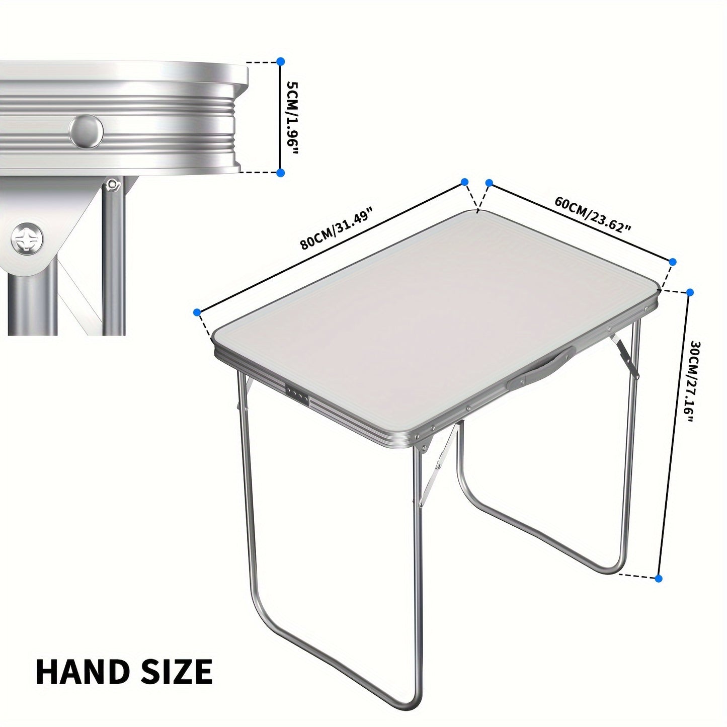 Opvouwbare Tafel – Campingtafel – Tuinbord – Picknicktafel – Kampingtafel – Compact 80x60x69 cm – Waterbestendig MDF – Stevig Stalen Frame