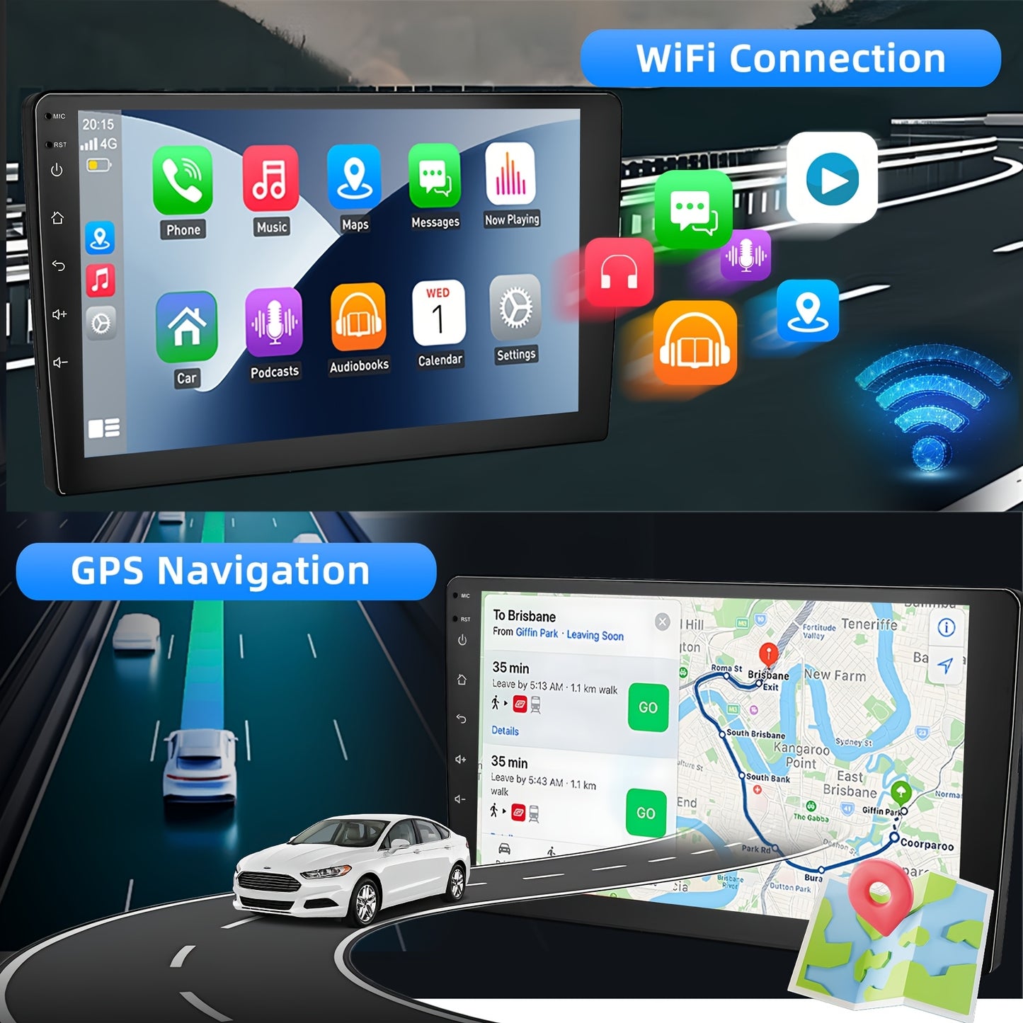 9 inch Android Autoradio – 2 DIN Multimedia Speler – Auto Radio Navigatie – Touchscreen Stereo – 4+64GB Geheugen – HD-IPS Scherm – CarPlay & Android Auto