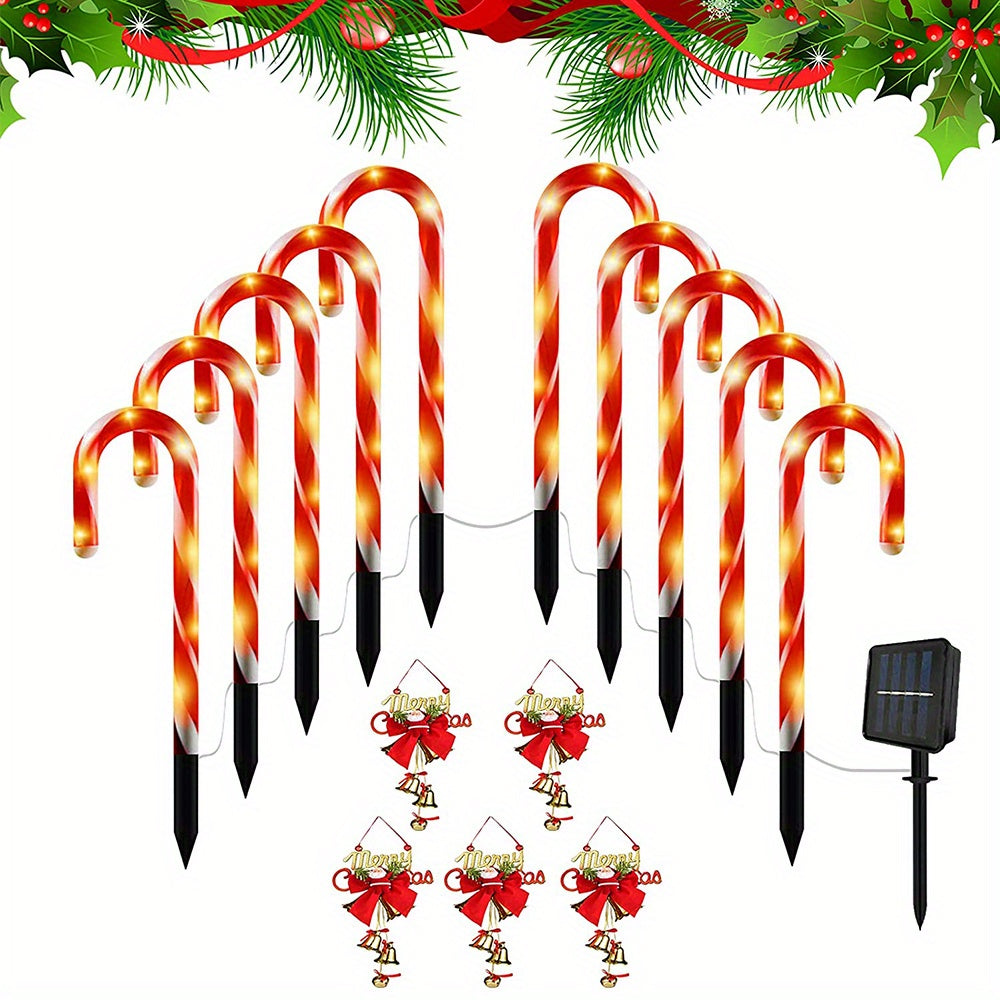 Kerstdecoratie Rode Candy Canes – Kerstversiering Buiten – Outdoor Kerstdecoratie – Tuindecoratie Kerst – Set van 10 – 53 cm Hoog – Weerbestendig Kunststof