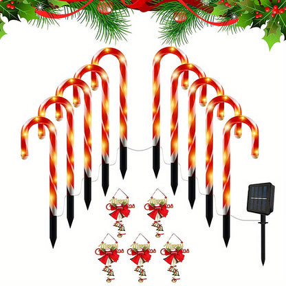 Kerstdecoratie Rode Candy Canes – Kerstversiering Buiten – Outdoor Kerstdecoratie – Tuindecoratie Kerst – Set van 10 – 53 cm Hoog – Weerbestendig Kunststof
