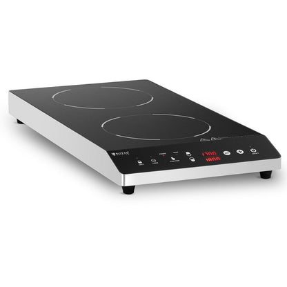 Inductiekookplaat – Inductieplaat – Elektrische Kookplaat – Inbouwkookplaat – Vrijstaande Kookplaat – 2 Kookzones 22 cm – 1800W Vermogen – LED Display