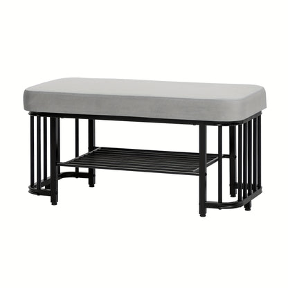 Schoenenbank – Schoenenopberger – Schoenenkast – Halbankje – Opberger – Modern Design – Fluwelen Zitting & Stevig Metalen Frame