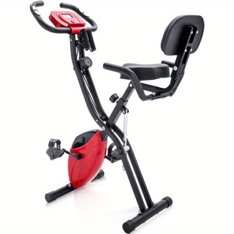 Inklapbare Hometrainer – Magnetische Weerstand – Compacte Fitnessfiets – Ruimtebesparend – Stille Training – Trainingscomputer – Weerstandsbanden - Rood
