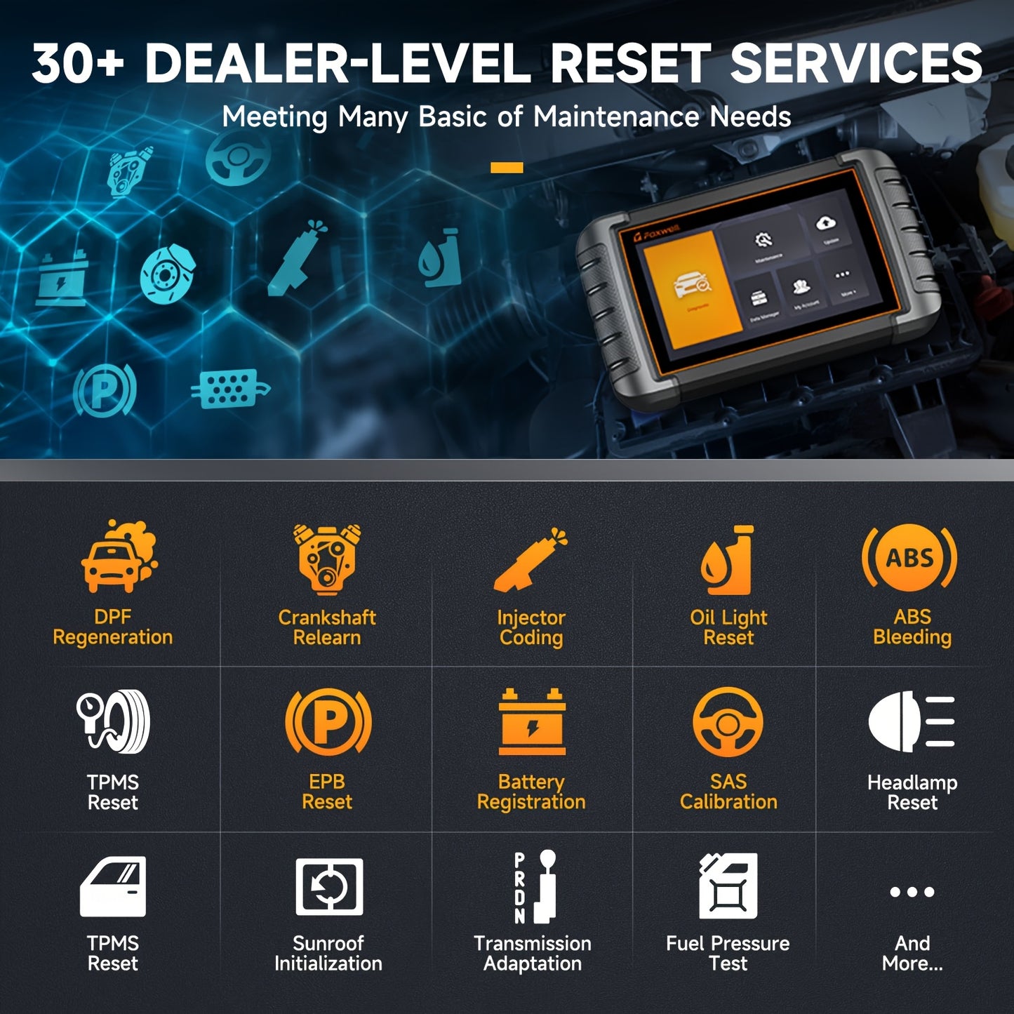 OBD2 Scanner – Autodiagnose Tool – Foutcode Lezer – Diagnoseapparaat – Scanner voor Auto – Draadloos Bluetooth – 30+ Resetfuncties – Real-Time Data – Geschikt voor Auto’s en Lichte Trucks – OBD Poort Voeding