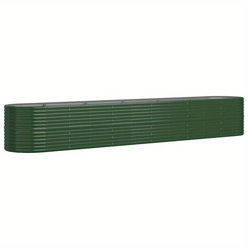 Modern Weather-Resistant Steel Plantenbak - 440x80x68cm, Powder-Coated Green, Rust-Free with Drainage Holes, Ideal for Outdoor Gardens, Patios, and Terraces
