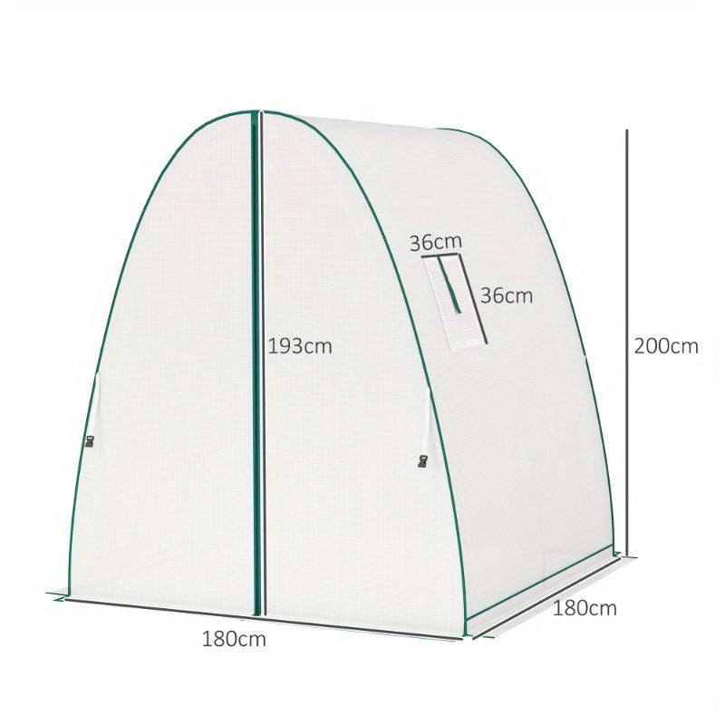 Kas – Kweekkas – Serre – Tuinkas – Balkonkas – Stalen Frame – Oproldeur Met 2 Ramen – 180x180x200 cm – Transparant Waterafstotend Folie