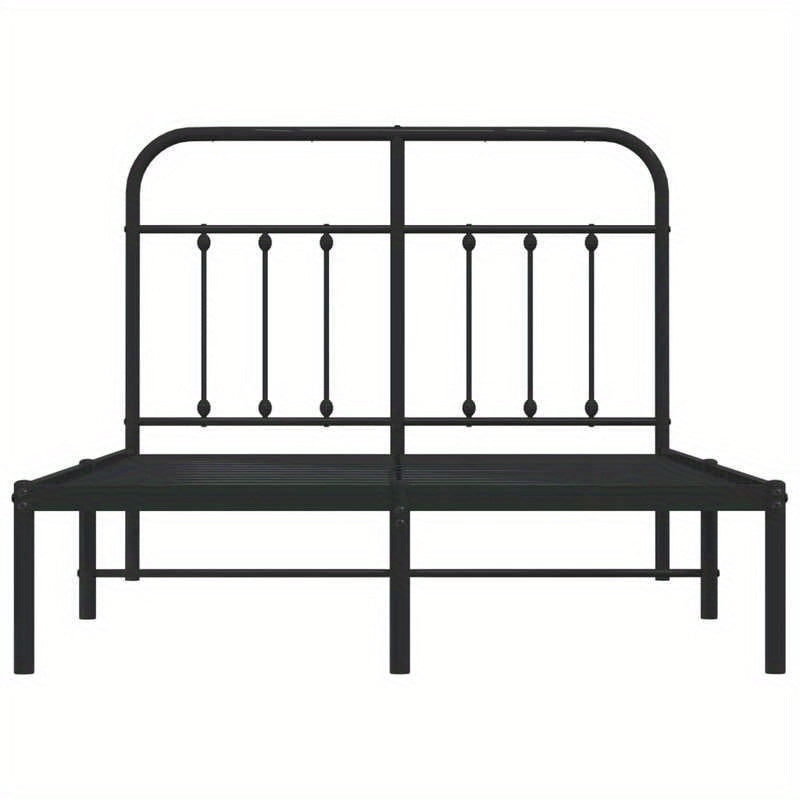 Modern Black Metal Bed Frame with Headboard - 120x200cm, Powder-Coated Construction for Durability & Stability, Easy Assembly, Minimalist Design for Contemporary Bedrooms, Contemporary Bedroom Furniture | Geometric Pattern Be