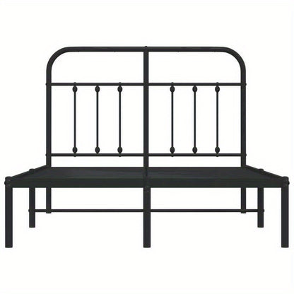 Modern Black Metal Bed Frame with Headboard - 120x200cm, Powder-Coated Construction for Durability & Stability, Easy Assembly, Minimalist Design for Contemporary Bedrooms, Contemporary Bedroom Furniture | Geometric Pattern Be