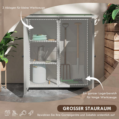 Gereedschapskast – Gereedschapskist – Opbergkast – Werkplaatskast – Werkbank – Houten Kast Met 2 Deuren – Asfalt Dak – 110x55x117 cm – Lichtgrijs – Tijdelijk Plaatsbaar – Verwijderbaar