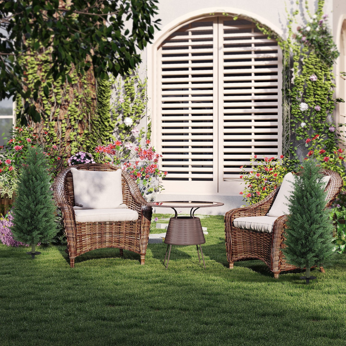 Kunstcypress – Kunstboom – Nepplant – Decoratieplant – Groene Kunstplant – Set Van 2 – 831 Bladeren Per Plant – Onderhoudsvrij & Natuurlijk Uitziend