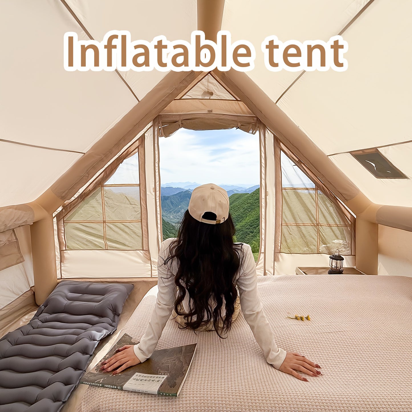 6-Persoons Opblaasbare Tent – Kampeertent – Luchttent – Pop-Up Tent – Family Tent – XXL 12m² – Stevig TPU Frame – All-Season Winddicht