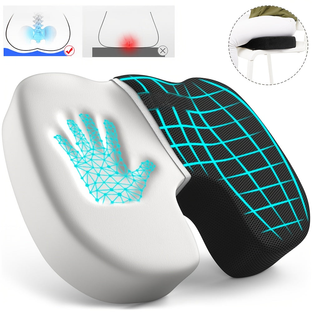 Ergonomisch Stoelkussen met U-vormige Rugondersteuning – Ademend Mesh en Gel Pad – Drukverlichting voor Onderrug, Heupen en Billen – Verstelbaar Koord, Past op de Meeste Stoelen (45x35x7 cm)
