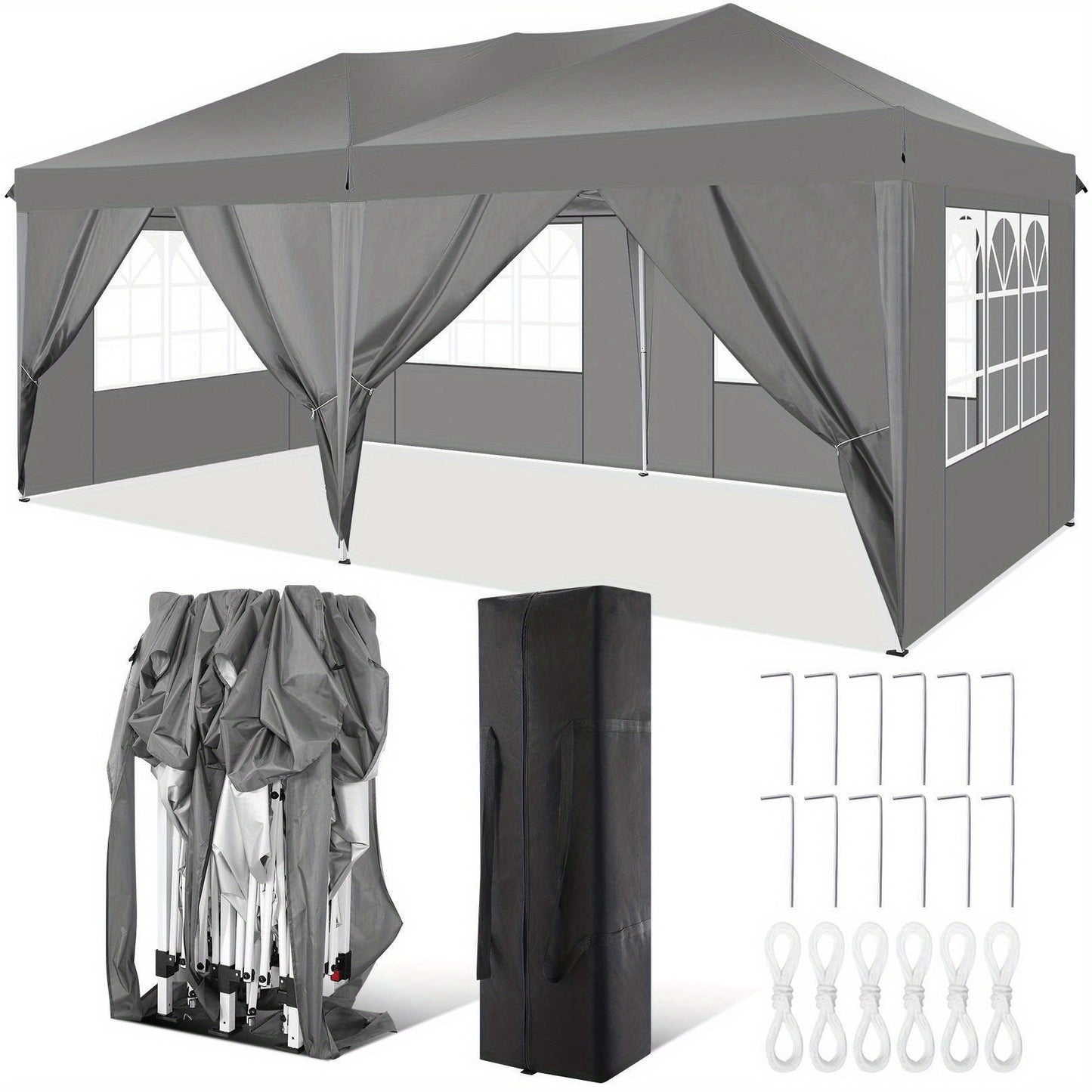 Partytent – Paviljoen – Feesttent – Tuintent – Luifeltent – Pop-up – 3,05x6,1 m – 8 Verwijderbare Zijwanden – Draagtas Inclusief