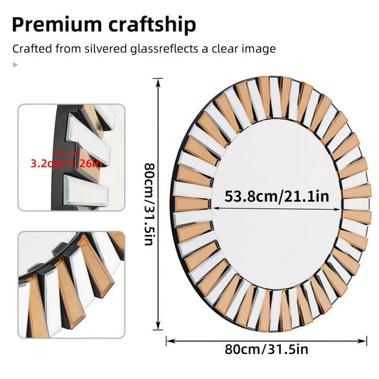 Spiegel – Wandspiegel – Decoratiespiegel – Ronde Spiegel – Kunst Spiegel – 80x80 cm – 5mm Zilverglas Met Facetgeslepen Rand