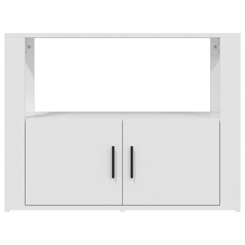 Modern White Sideboard with Glass Display Shelves & Removable Storage Basket - 80x30x60cm, Hardwood Furniture for Living Room, Bedroom, Office - Minimalist Design with Open Shelves & Closed Cabinets, Sideboard Cabinet, Bedroo