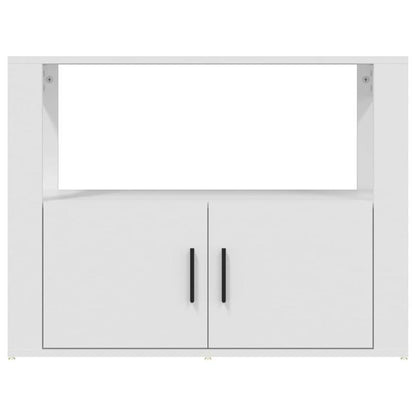 Modern White Sideboard with Glass Display Shelves & Removable Storage Basket - 80x30x60cm, Hardwood Furniture for Living Room, Bedroom, Office - Minimalist Design with Open Shelves & Closed Cabinets, Sideboard Cabinet, Bedroo
