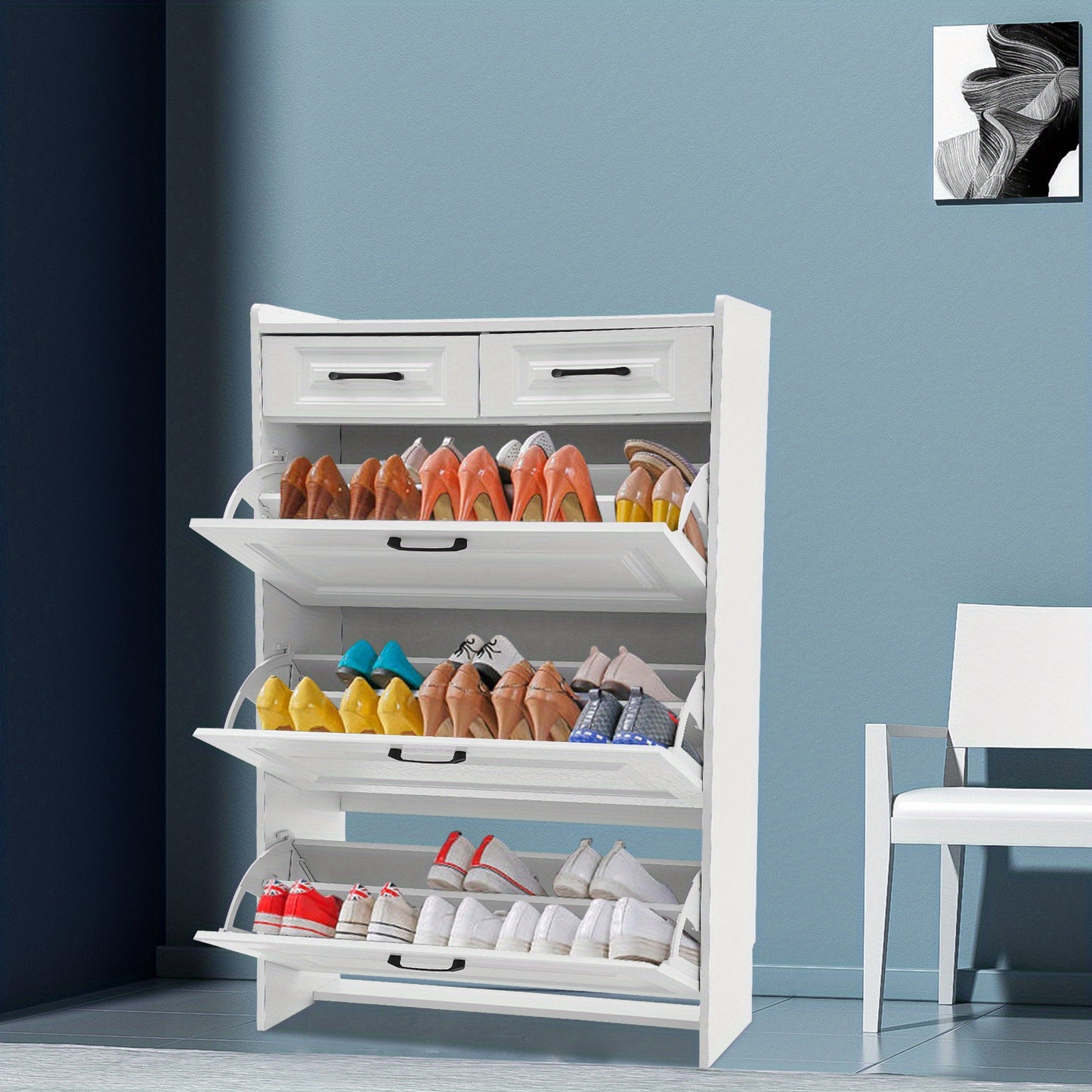 Schoenenkast – Schoenenrek – Schoenopberger – Schoenenkast – Schoenenorganizer – Wit – Ultra-Dunne Slanke Kast – 16-20 Paar Schoenen Capaciteit
