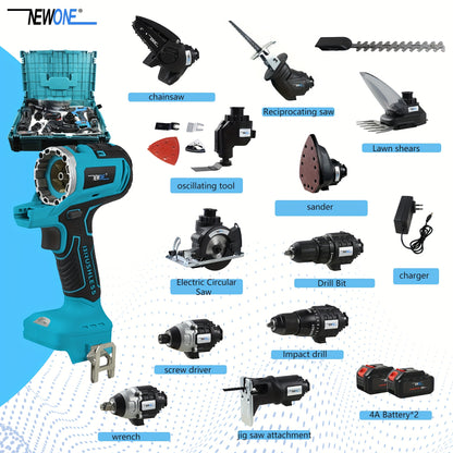 Accuboormachine – Schroefboormachine – Klopboormachine – Boormachine – Boor-/Schroefset – 18V Brushless – 12-in-1 Multifunctionele Kit met 12 Opzetstukken – Draadloos en Oplaadbare Lithiumaccu