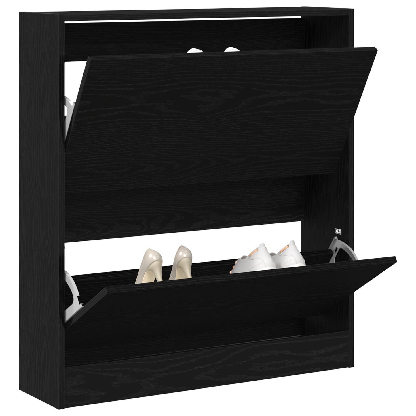 Schoenenkast – Schoenenrek – Schoenenopberger – Schoenenkastje – Schoenendisplay – Zwart Eikenhout – Flip-Drawer Systeem – Compact 80x21x87,5 cm – Ruimtebesparend Design
