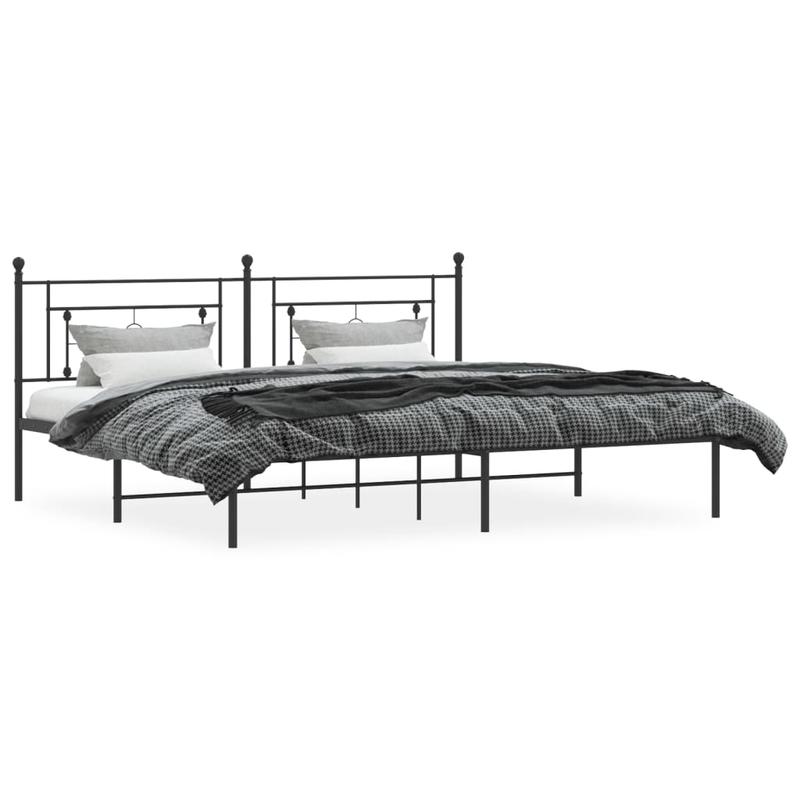 Metal Bed Frame with Headboard, 200X200 Cm