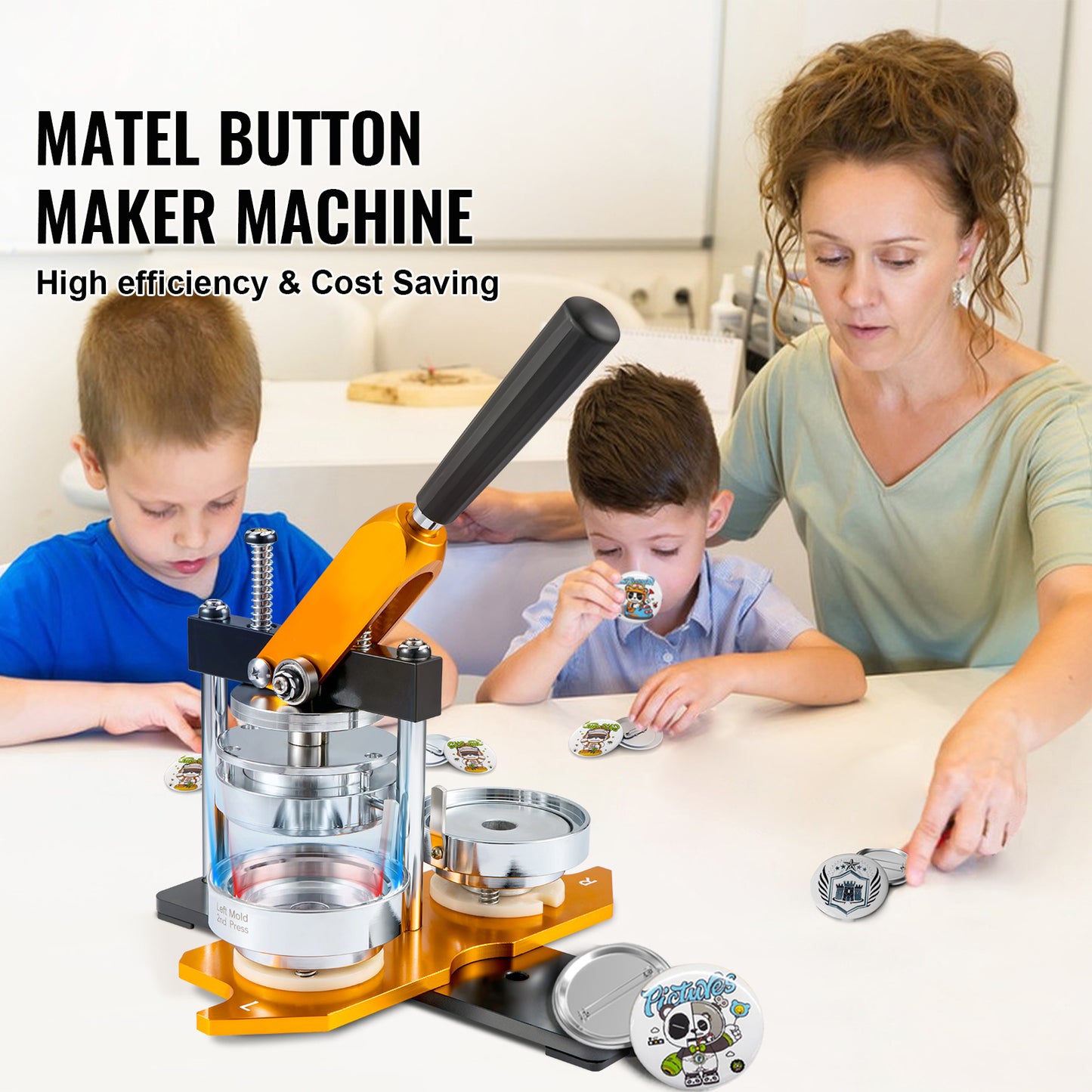 Buttonmaker – Badge Machine – Knopenmachine – Speldmaker – DIY Button Pers – 75 mm Diameter – Staal & Aluminium