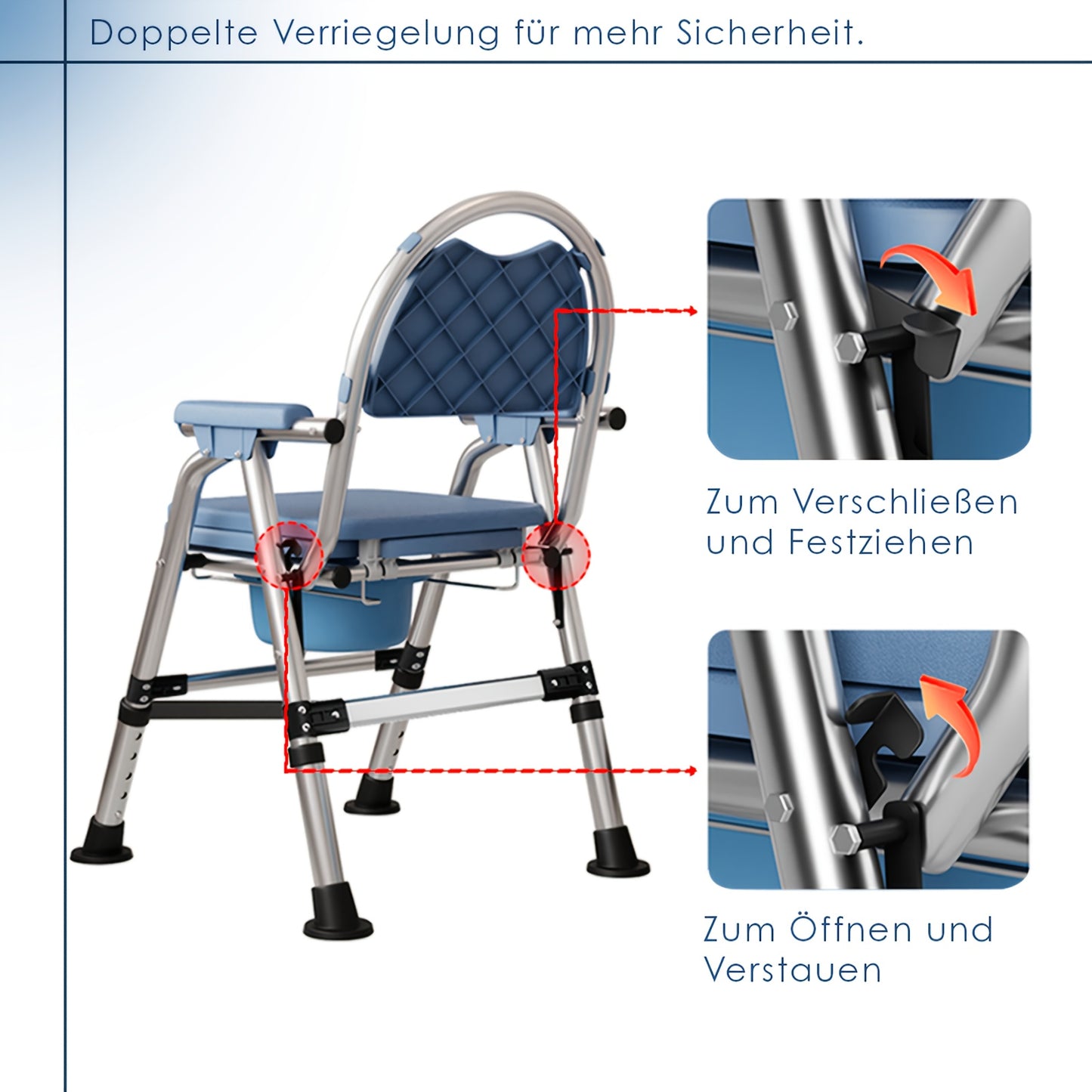 Toiletemmerstoel – Toiletstoel – Postoel – Commode Stoel – Douchestoel – In Hoogte Verstelbaar – Comfortabele Gewatteerde Zitting – Draagvermogen 200 kg
