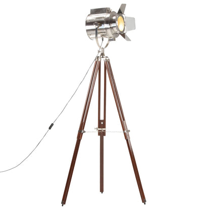 Vloerlamp – Staande Lamp – Retro Lamp – Leeslamp – Vintage Lamp – Bruin – Verstelbare Hoogte 120-180 cm – Mangohouten Driemalige Basis