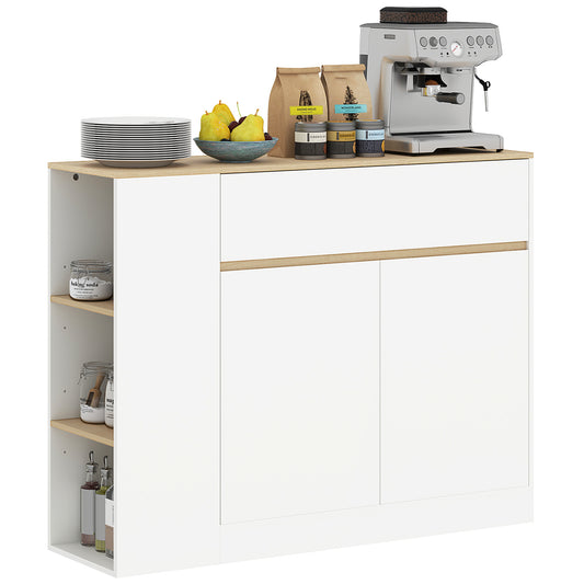 Dressoir – Opbergkast – Sideboard – Kast – Ladekast – Wit Gelakt – Verstelbare Planken – Tip-Over Bescherming – 105x30x81,5 cm