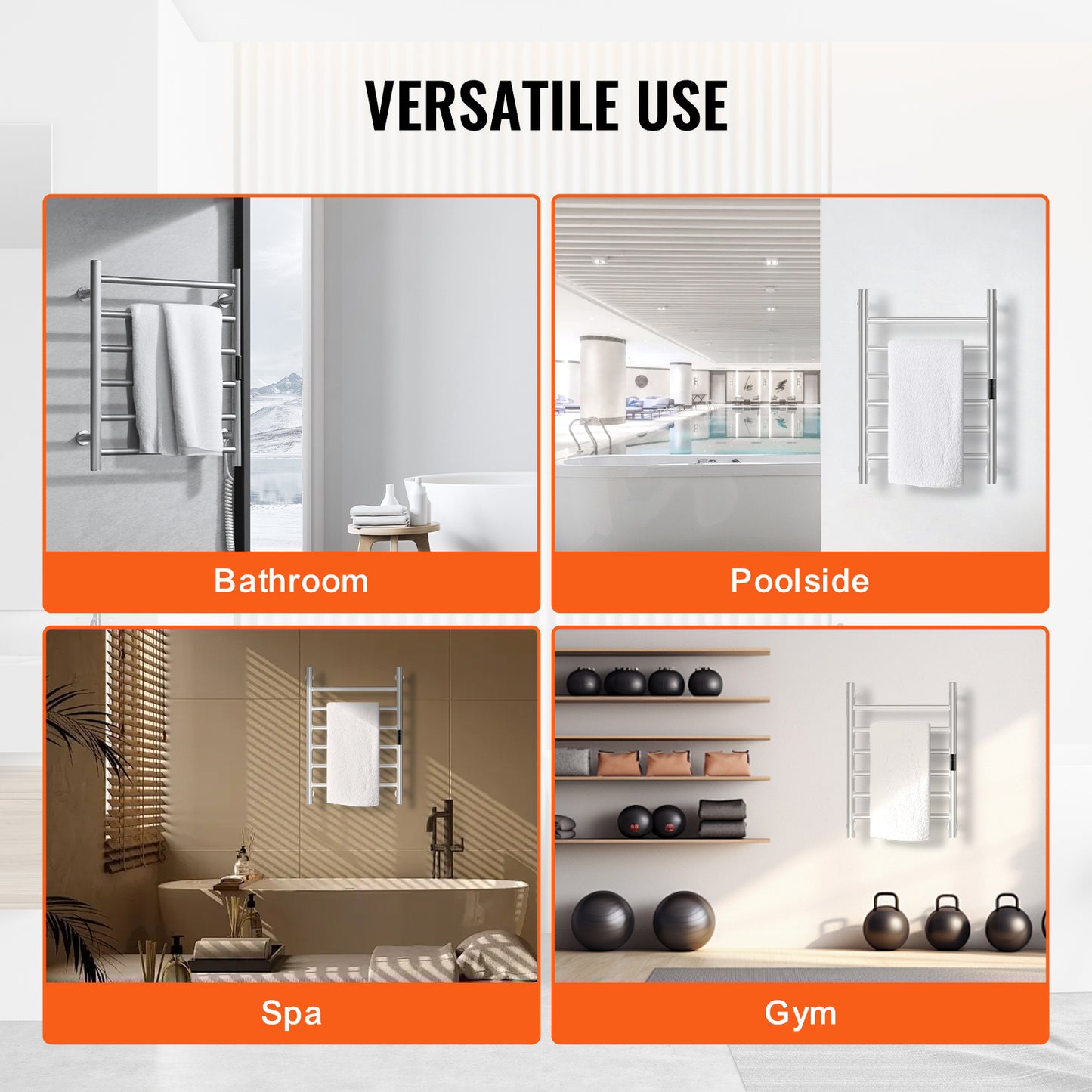 Elektrische Handdoekverwarmer – Handdoekradiator – Badkamerverwarming – Warmhoudrek – Handdoekdroger – Roestvrij Staal – 5 Warmtestanden met Timerfunctie