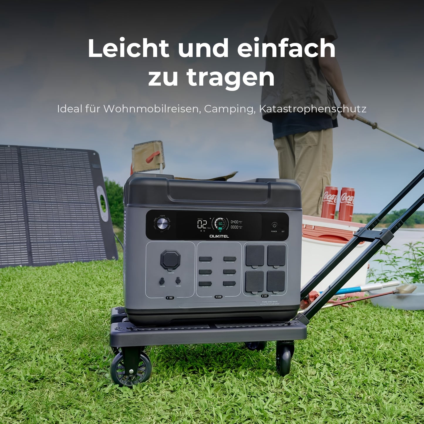 Powerstation – Draagbare Generator – Noodstroomvoeding – Camping Accu – Mobiele Stroomvoorziening – 2048Wh LiFePO4 Batterij – 4x 2400W AC Uitgangen – Snelladen in 1 Uur