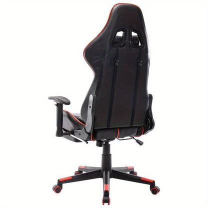 Gaming Chair with Footrest in Black And Red Faux Leather