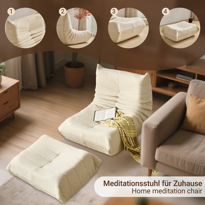 Relaxation Armchair Sofas with Removable Backrest And Seat Cushions, Lazy Sofa Indoor Seat Cushions with Comfortable, Extra Thick Padding for Bedroom, Living Room, White, Green.