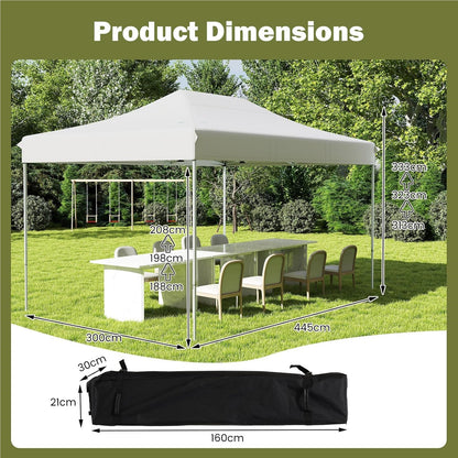 Pop-Up Pavilion – Partytent – Vouwtent – Schaduw Tent – Tuin Tent – 3 x 4,5 Meter – Waterafstotend Oxford Doek – Verstelbare Hoogte