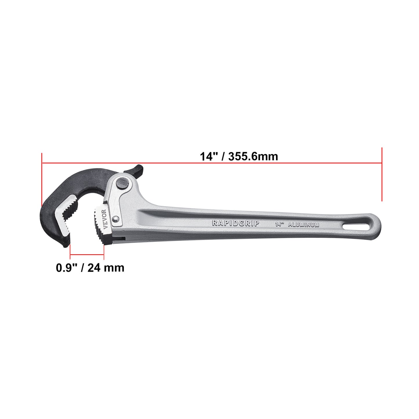 Pijpsleutel – Buisratel – Buismoersleutel – Sanitairgereedschap – Installatiesleutel – Aluminium – 14 Inch – Automatische Bekverstelling – Ergonomisch Handvat