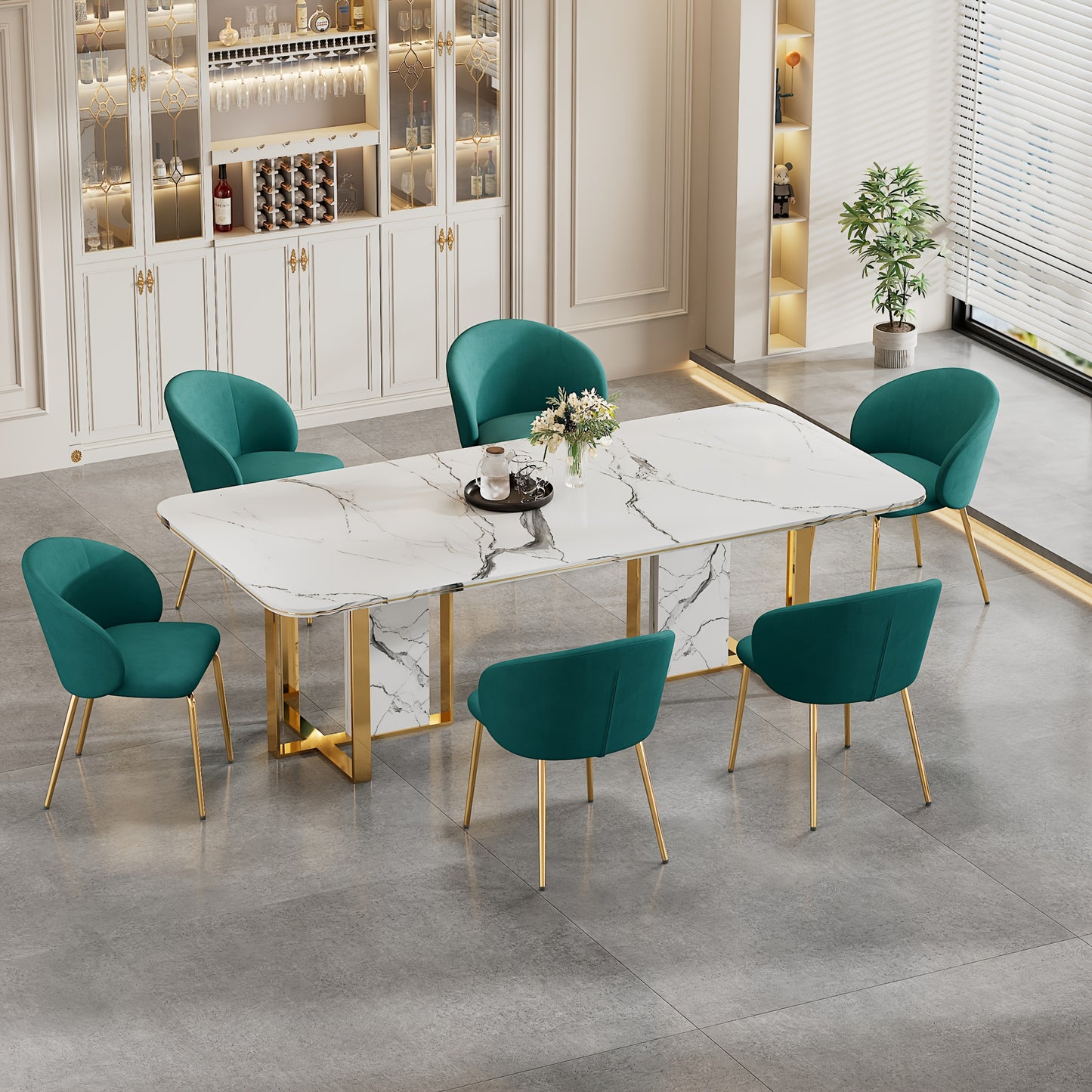 Groene Eetkamerstoelen – Stoelen – Armleuningstoelen – Keukenstoelen – Woonkamerstoelen – Comfortabele Zitting – Gouden Poten