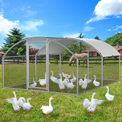 Chicken Coop Free-Range Enclosure, 3X2X2M/3X4X2M/3X6X2M/3X8X2M Galvanized Steel, Chicken House Dome Roof with Lock And Pe-Colored Tarpaulin, Easy to Clean, for Chicken Cage Bird Cage.