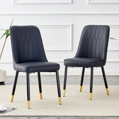 Eetkamerstoel – Stoel – Zitmeubel – Keukenstoel – Slaapkamerstoel – Set van 2 Zwart – PU Leer – Zwart Metalen Frame – Comfortabel en Duurzaam