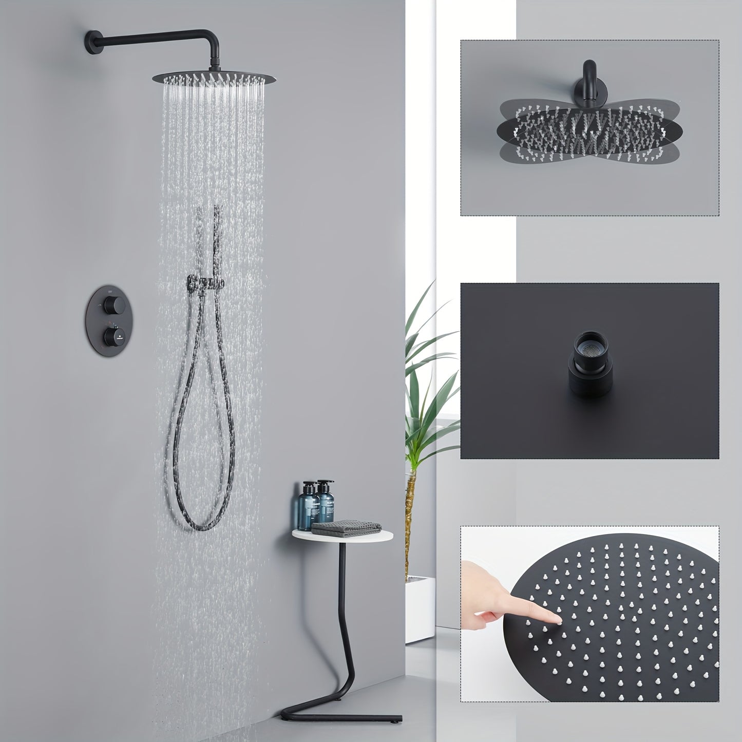 Concealed shower set with shower head for bathtub and shower system