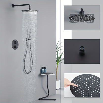 Douchekopset – Doucheset – Regendouche – Handdouche – Douchesysteem – Wandmontage – Geen Batterij of Stroom – Moderne Koperkleur