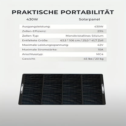 Draagbaar Zonnepaneel – Opvouwbaar Zonnepaneel – Flexibel Zonnepaneel – Mobiel Zonnepaneel – 400W Variant – Houten Armband Design – Inclusief Draadloze Gel Batterij Pack