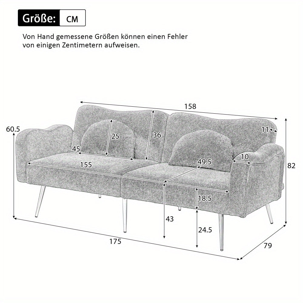 Slaapbank – Sofa Bed – Bedbank – Logeerbed – Zetelbed – 2-Persoons – Verstelbare Rugleuning – Met Gouden Metalen Poten