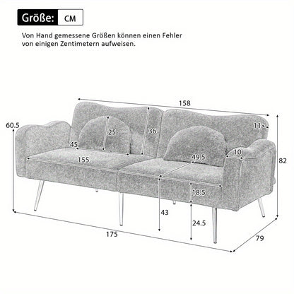 Slaapbank – Sofa Bed – Bedbank – Logeerbed – Zetelbed – 2-Persoons – Verstelbare Rugleuning – Met Gouden Metalen Poten