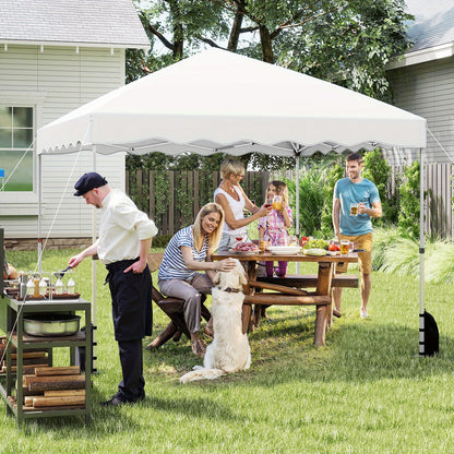 Partytent – Tuinentent – Paviljoen – Vouwtent – Easy Up – 3x3 m – Waterafstotend Oxford Stof – Verstelbare Hoogte met Stevig Metalen Frame en Wieltjes