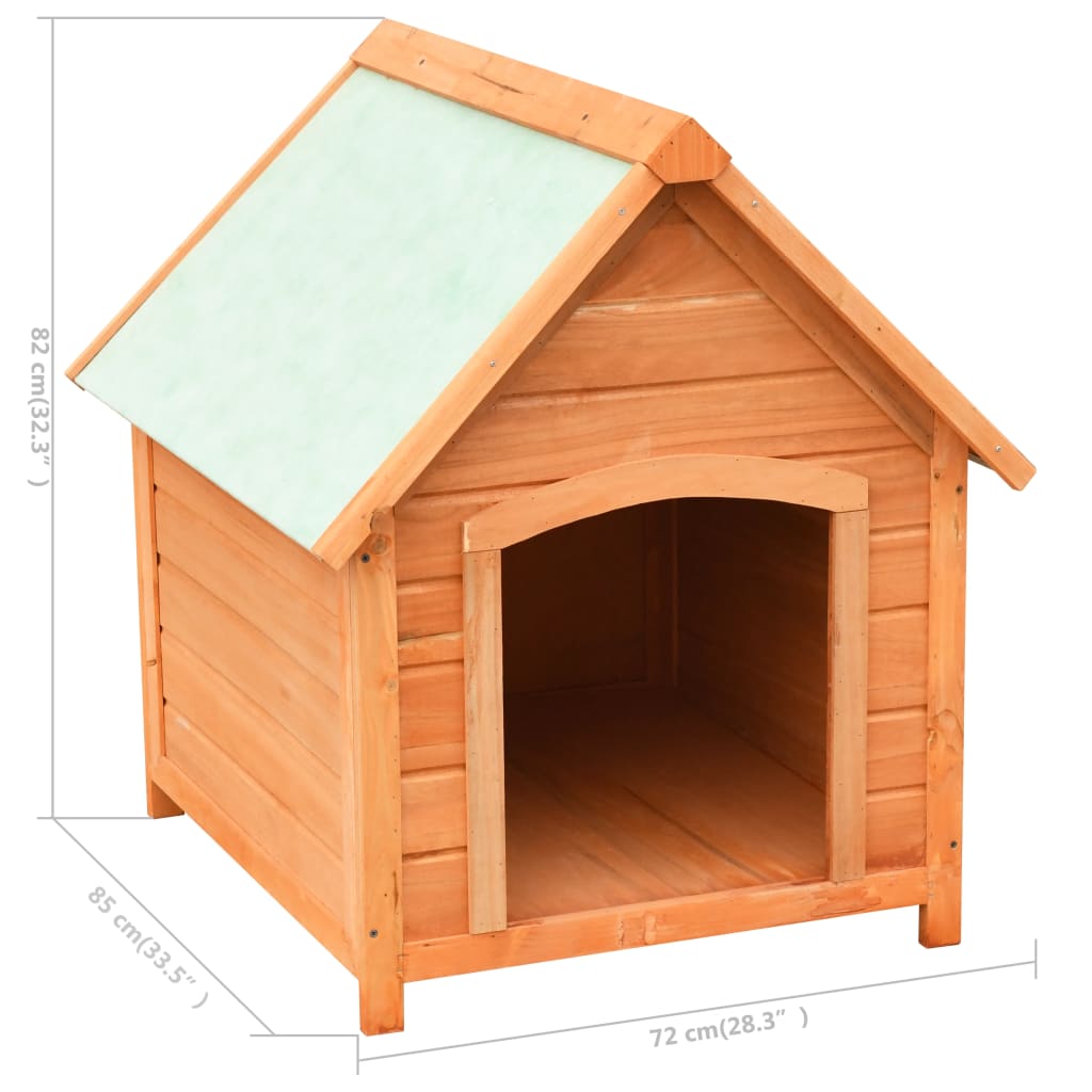 Houten Hondenhok – Hondenhuis – Hondenkennel – Hondenhok Buiten – Hondenhuisje Bruin – Stevig Grenen- en Dennenhouten Frame – Weerbestendig Groen Dak