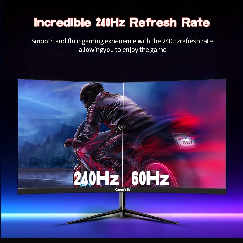 32" Curved Gaming Monitor – Gaming Scherm – Computer Monitor – PC Display – Monitor Voor Gamers – 240Hz Refresh Rate – 1ms Reactietijd – FHD 1920x1080 – FreeSync HDR400 – Ergonomische Stand – Compatibel Met PS5/Xbox - QUORE