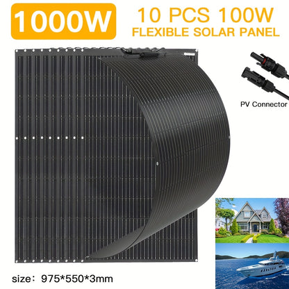 Zonnepaneel – Solar Panel – Zonnecellen – Zonnepaneel Set – Solar Module – 1000W Flexibel – Monokristallijn Silicium – Lichtgewicht Weerbestendig